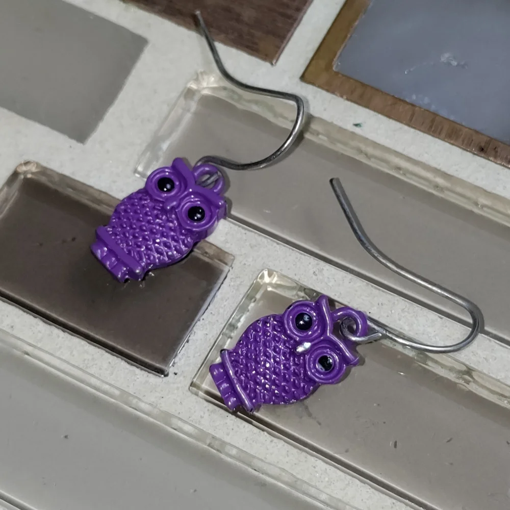 Vintage Purple Owl earrings-$5 add on